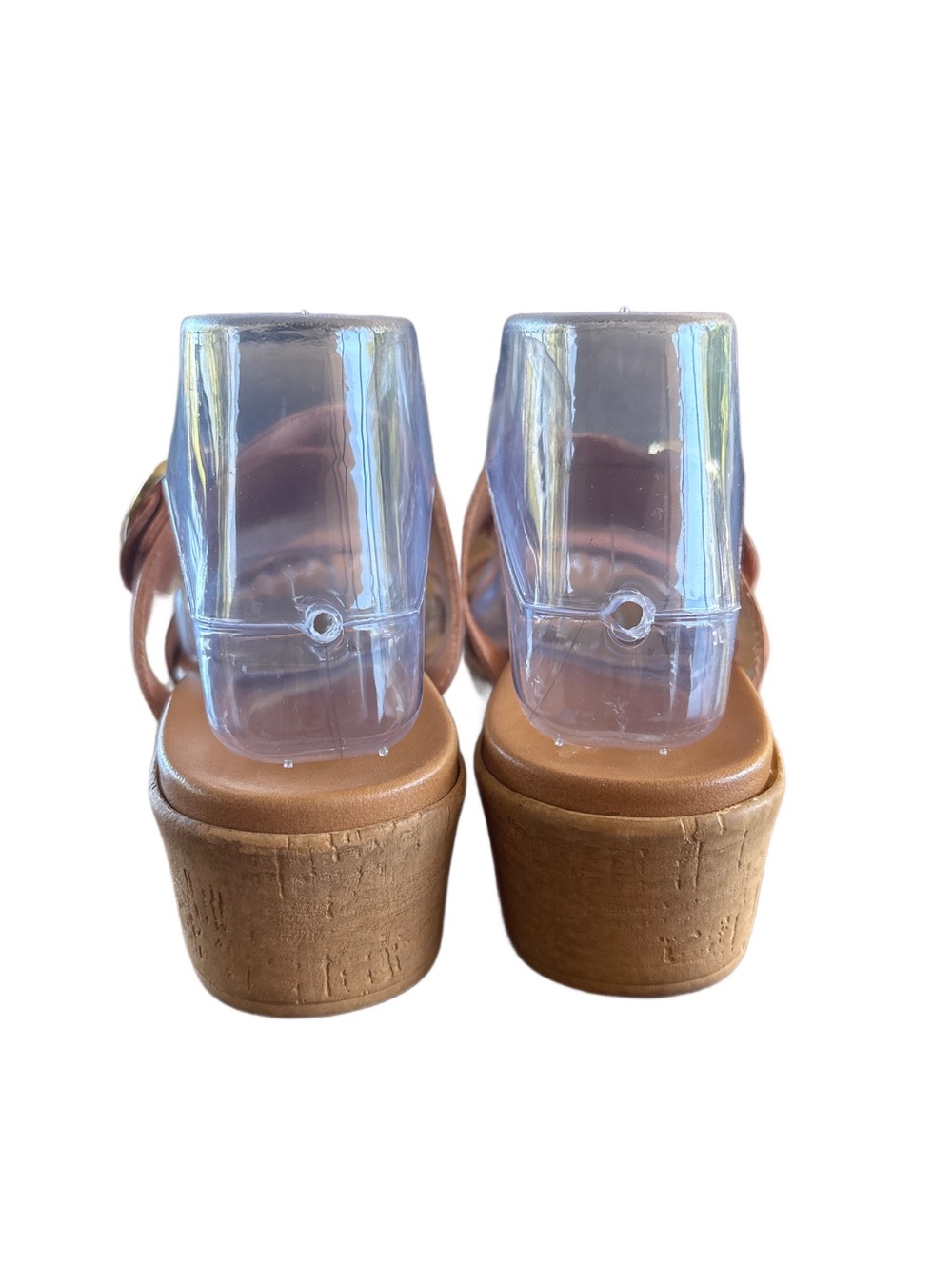 Mariella Women’s Tan Double-Strap Slide Sandals with Gold Buckle Accent - Picture 3 of 4